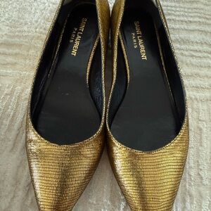 Saint Laurent Shimmering Gold Flats ( size 6.5)